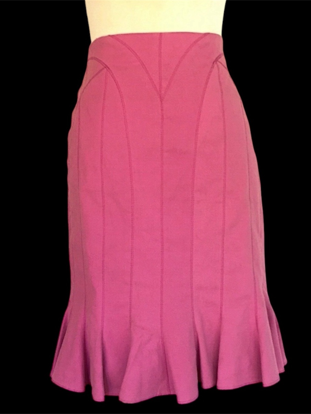David Meister Flirty Pink Flared Seamed Panel Skirt